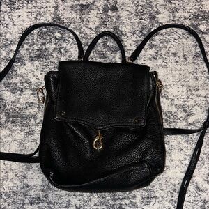 Rebecca Minkoff black pebble leather backpack